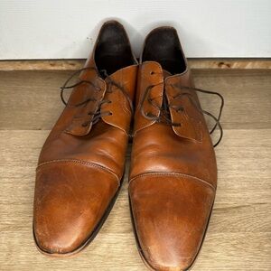 Men’s Saks Fifth Avenue Jackman Brown Genuine Leather Dress Shoes Wedding 12M